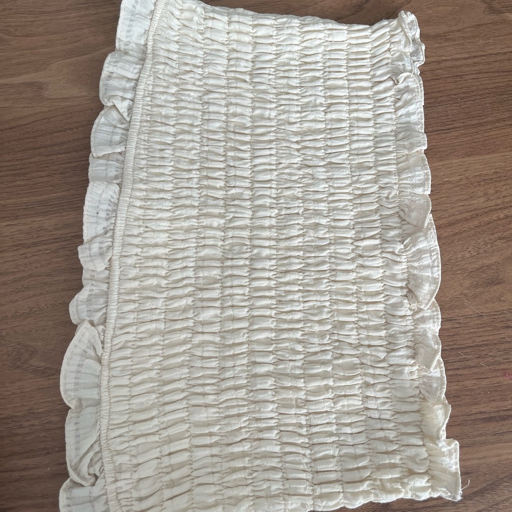 Fashion Nova Cream Ruffled Crop Top